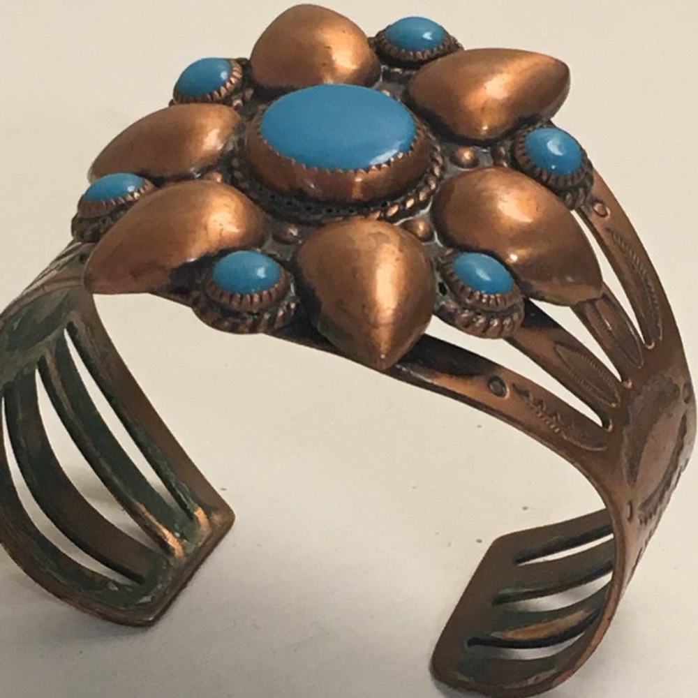 BELL Copper & Faux Turquoise Native Cuff Bracelet